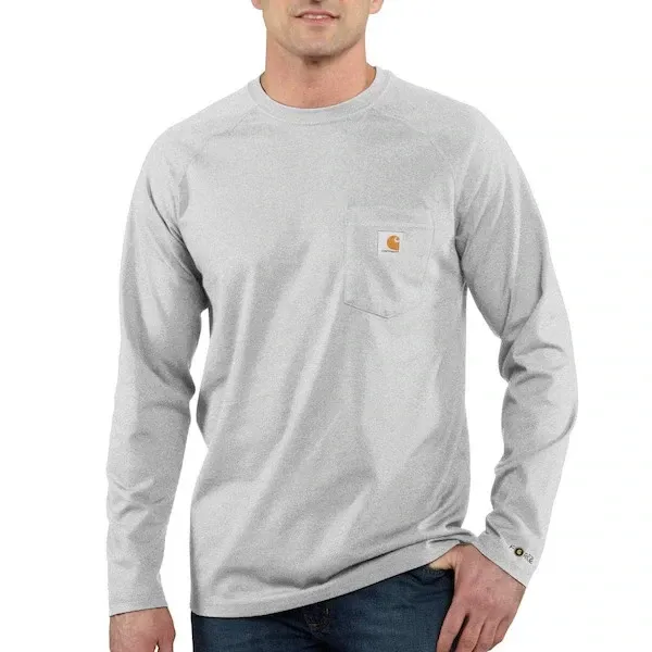 Carhartt Light Grey Longsleeve Pocket Tee Fast dry/Stain breaker XL *H2