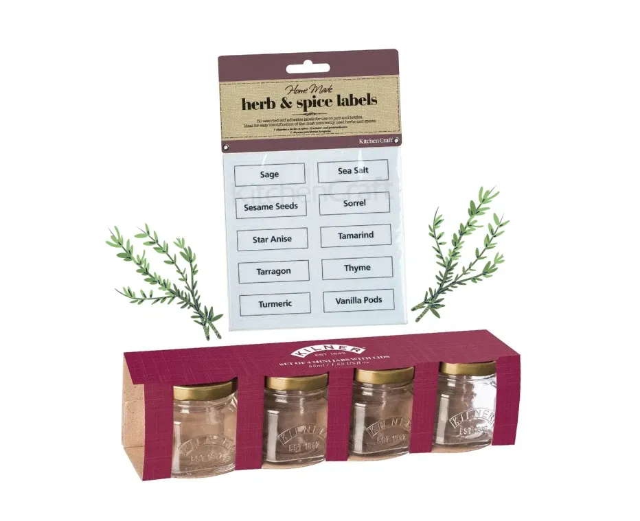 4x Kilner Jars screw lids and 50x spice lables choose your own *D36