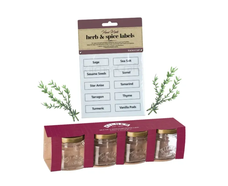4x Kilner Jars screw lids and 50x spice lables choose your own *D36