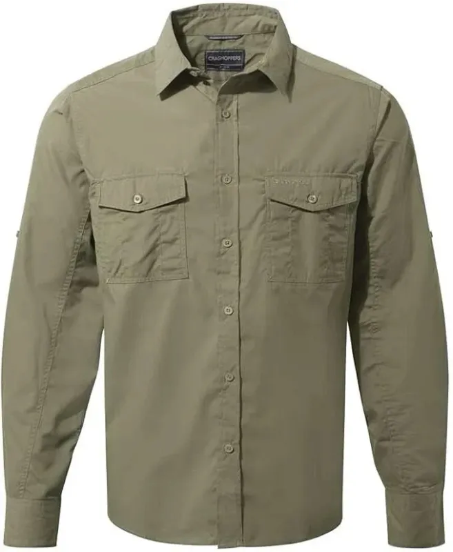 CRAGHOPPERS KIWI LONG SLEEVE SHIRT - PEBBLE (KHAKI) XL 48"C *EL228
