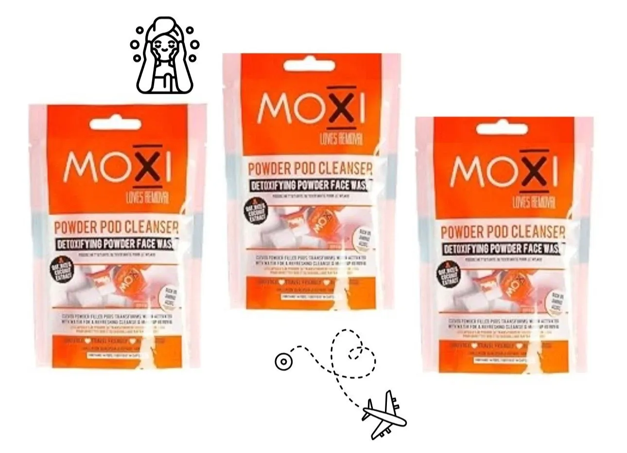 Moxi Loves x3 Power Pod Cleanser Packs Ideal for Travel 10+ Per Pack EL189