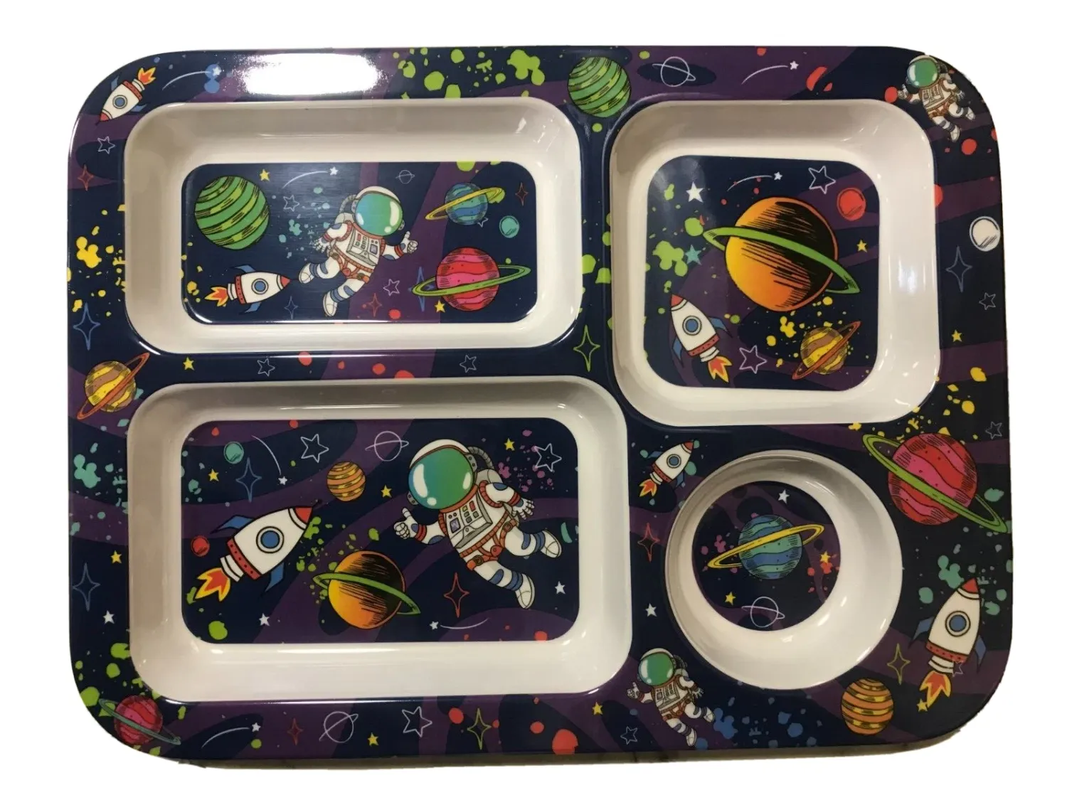 Portion Plate/Tray. Child's. The Leonardo Collection. Spaceman & Rockets