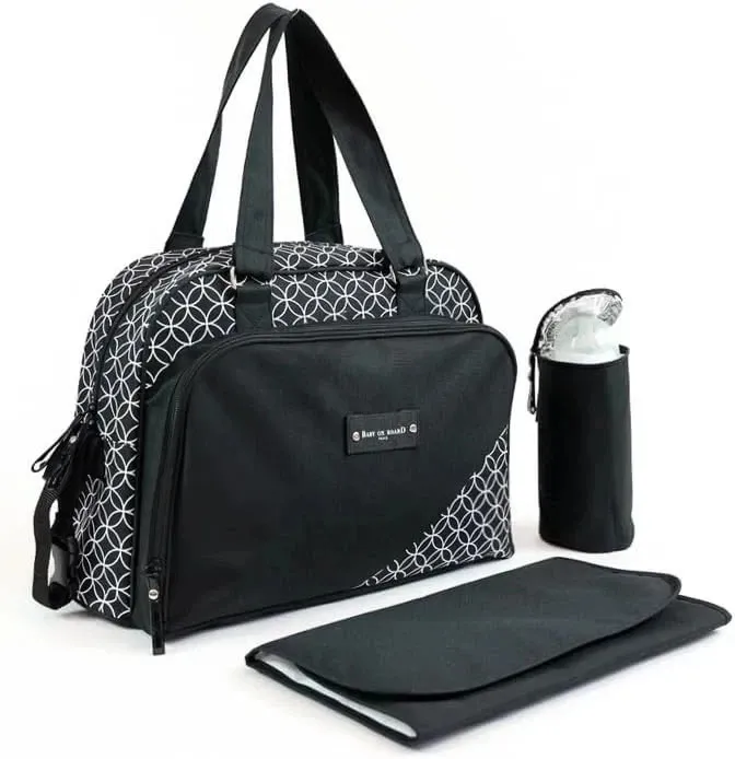 Baby on board - diaper bag with bottle holder and changing mat