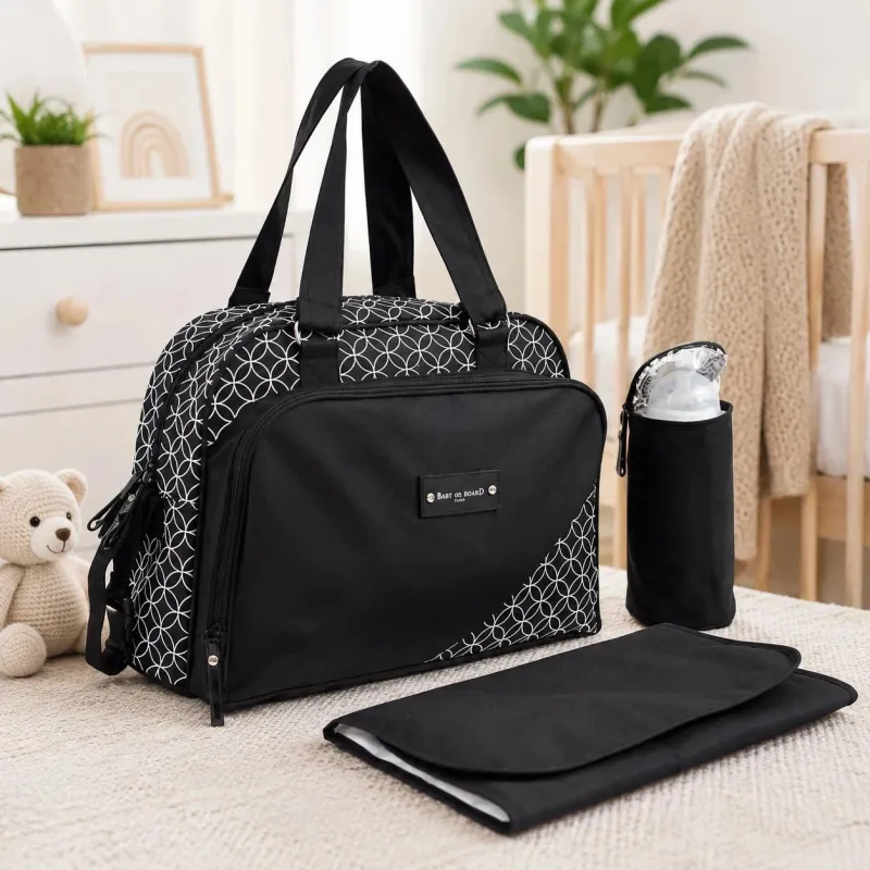 Baby on board - diaper bag with bottle holder and changing mat