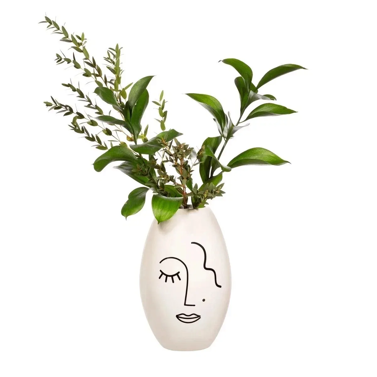Abstract Face Large Vase 20cm - Sass and Belle - White Large Vase Abstract Face Large Vase 20cm - Sass and Belle - White Large Vase