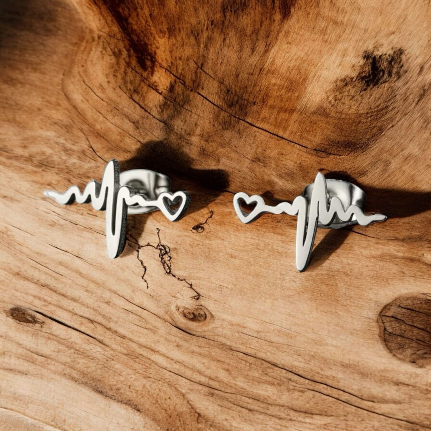 ECG oorbellen zilver