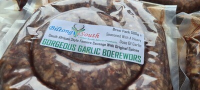 Gorgeous Garlic Jumbo Boerewors 500g (COLLECTION ONLY)