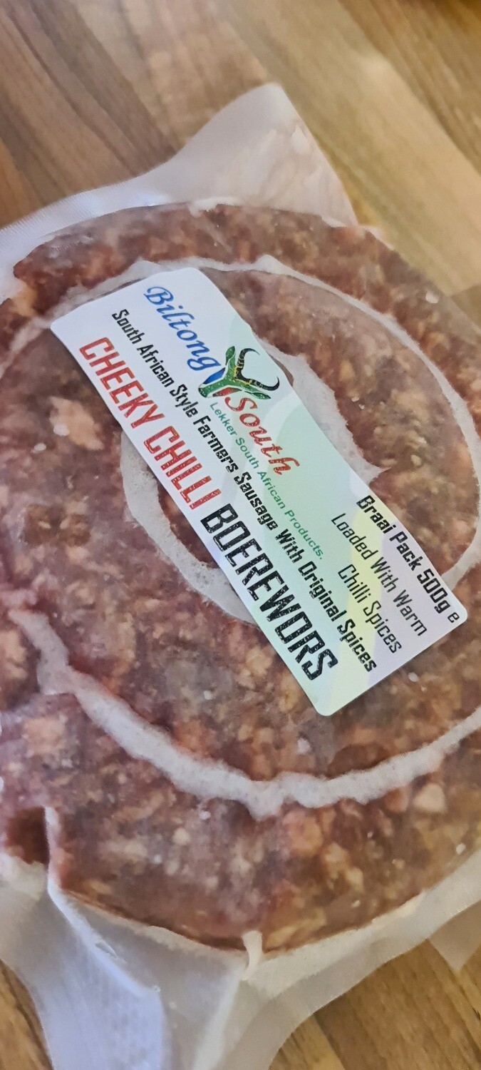 Cheeky Chilli Jumbo Boerewors Braai Pack 500g (COLLECTION ONLY)
