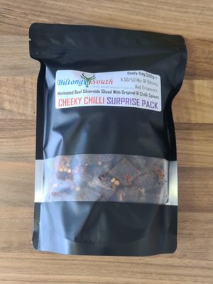 Cheeky Chilli Biltong &amp; Droewors Surprise Pack Beefy Bag 500g e