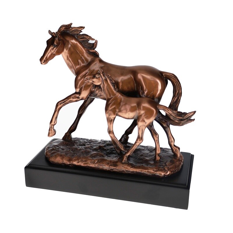 Mom &amp; Baby Horse Statue