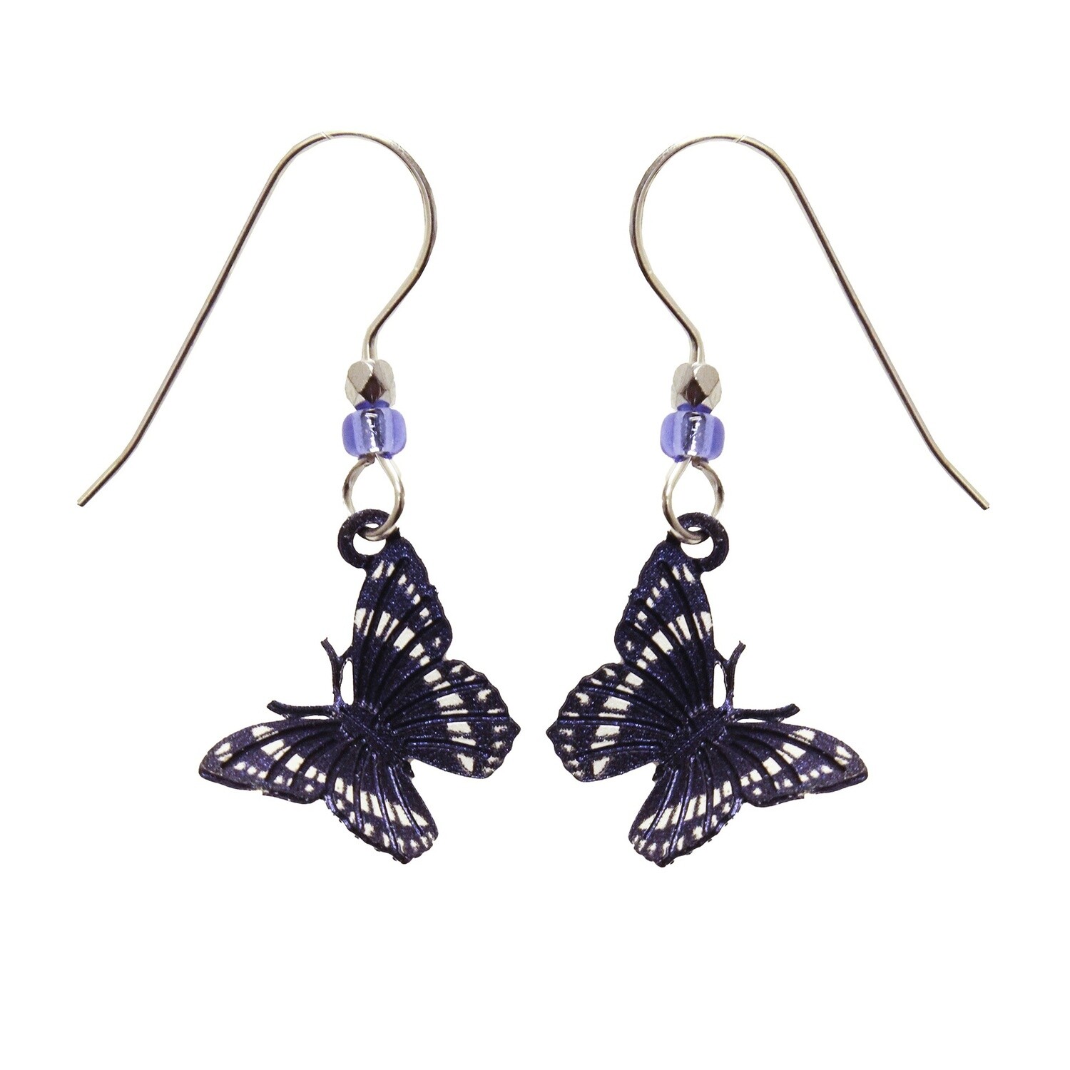 Folded Dark Blue &amp; White Butterfly Earrings
