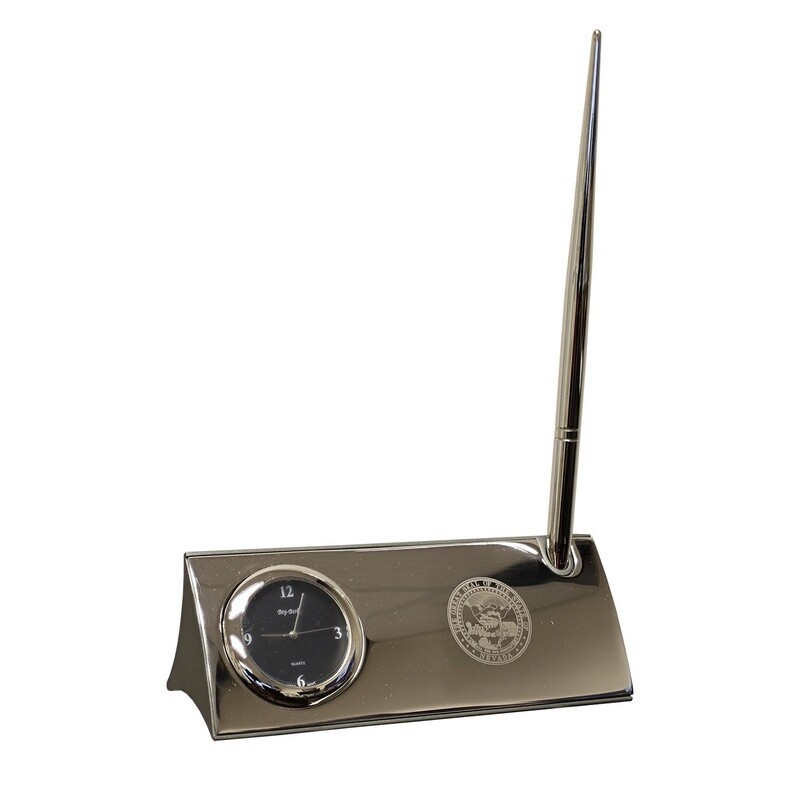 Clock - Business Card Holder w/Pen -