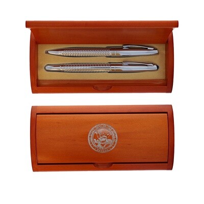 Roller Ball Sleek Pen Set with Silver Filled State Seal