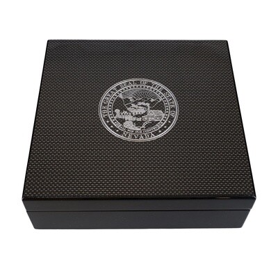 Carbon Fiber box with Silver Nevada State Seal on Top