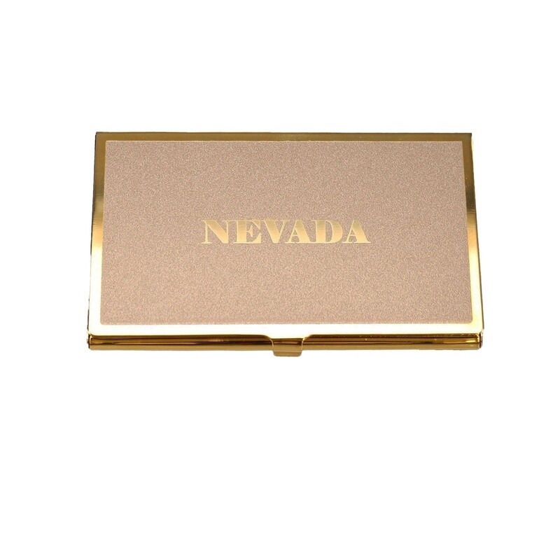 Business Card Holder with &quot;Nevada&quot; in Gold