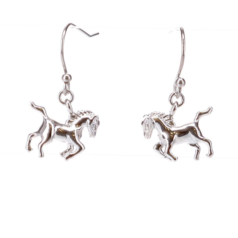 Cowboy Way Silver Horse Earrings