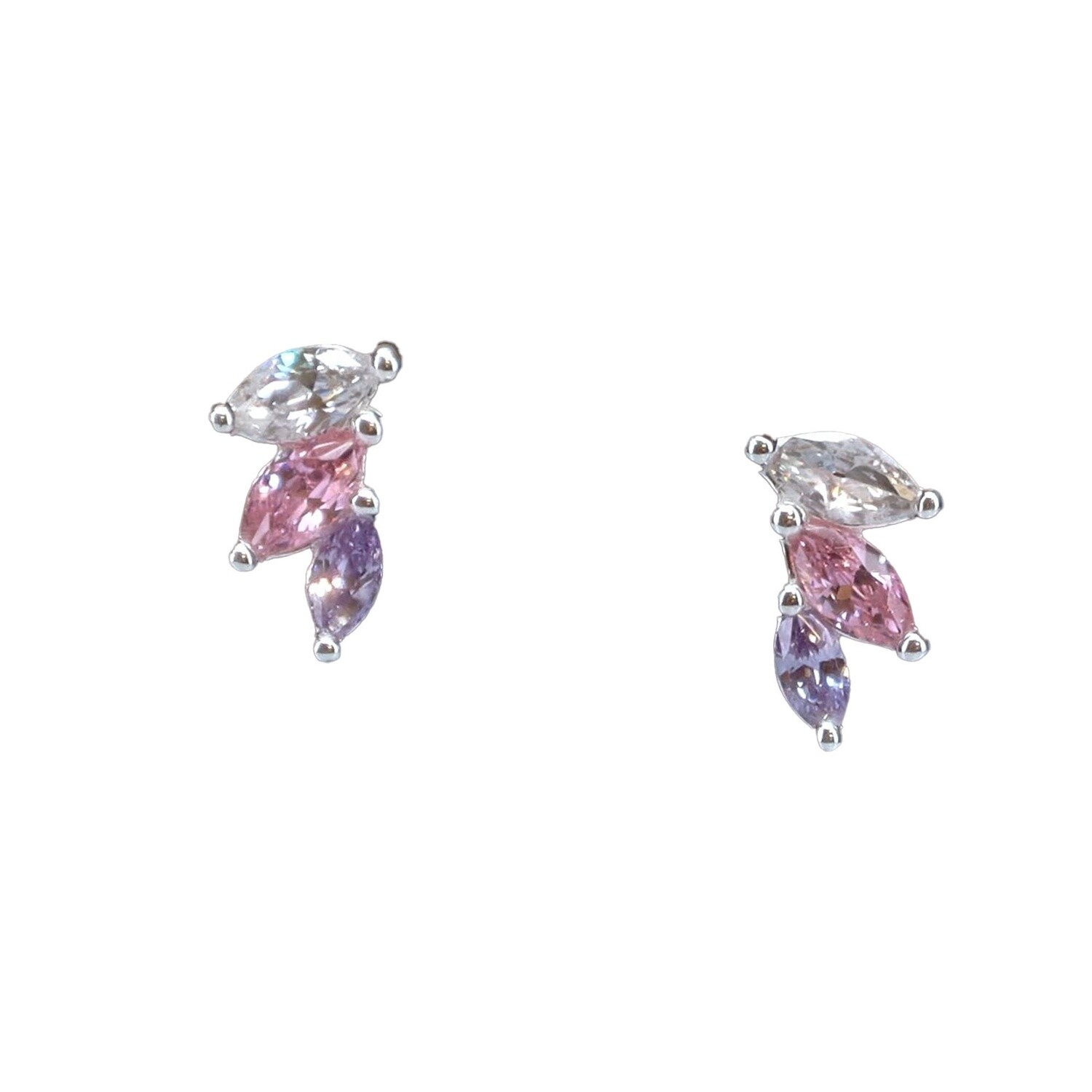 Flared Cluster Pink Wing Earrings
