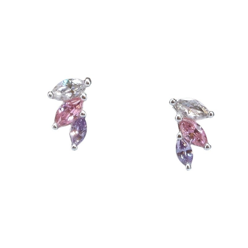 Flared Cluster Pink Wing Earrings