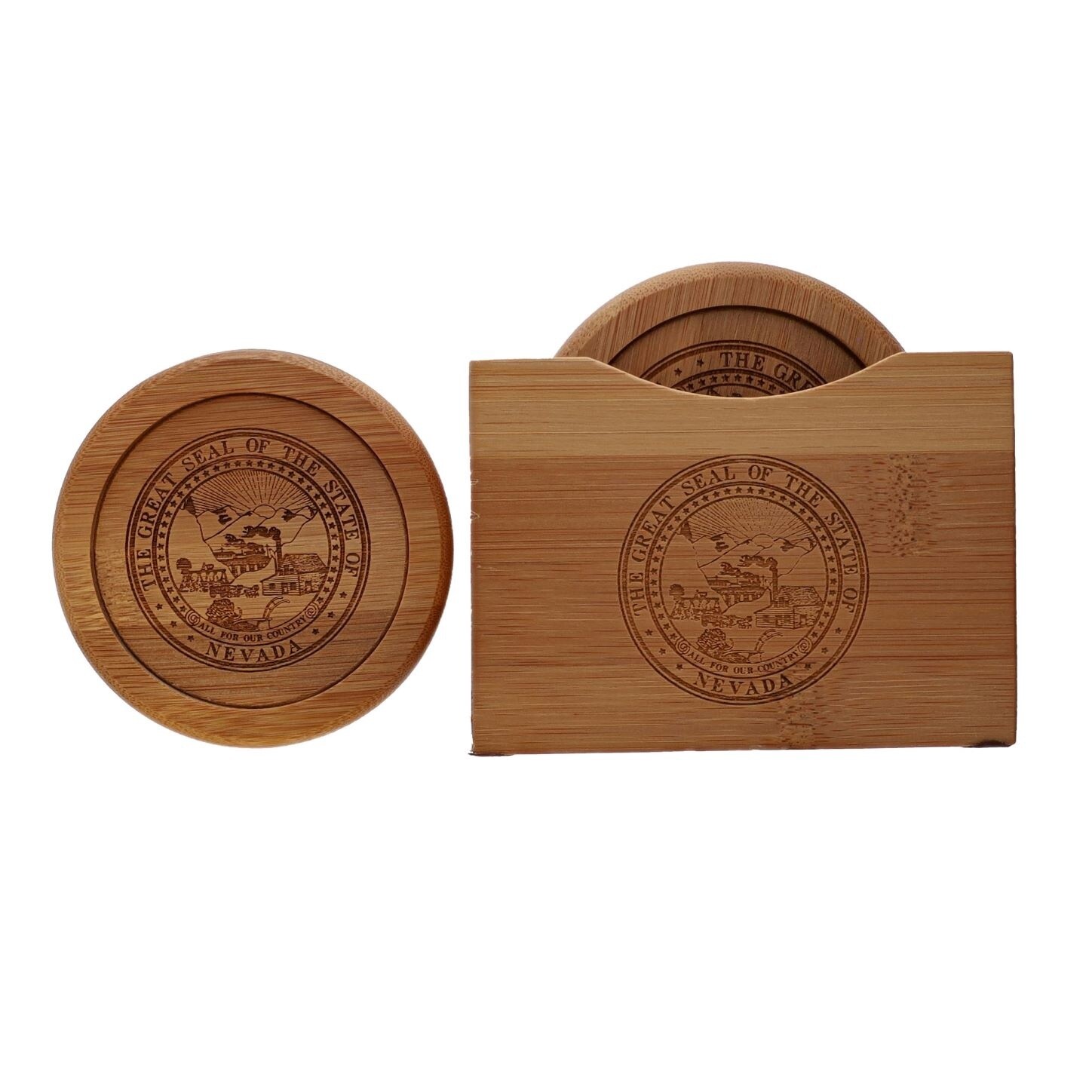 Bamboo Coaster Set with State Seal Bamboo 4 Piece