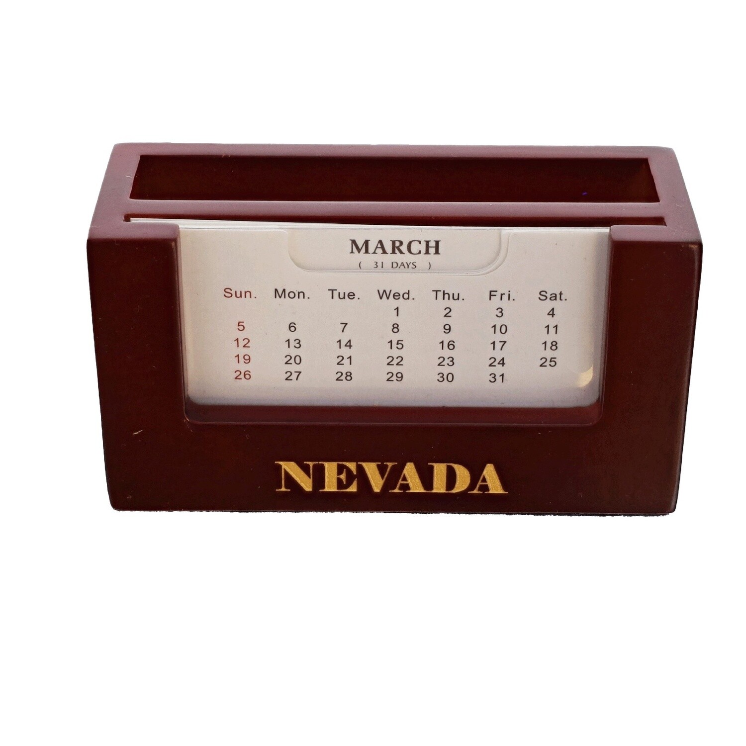 Nevada Business Card Holder w/ Adjustable Calendar