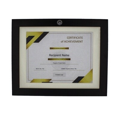 Black Horizontal Document Frame with Silver State Seal