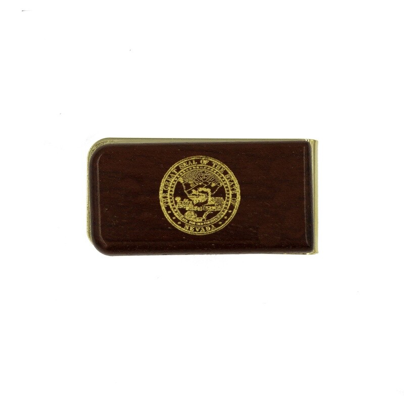 Rosewood Money Clip with Nevada State Seal