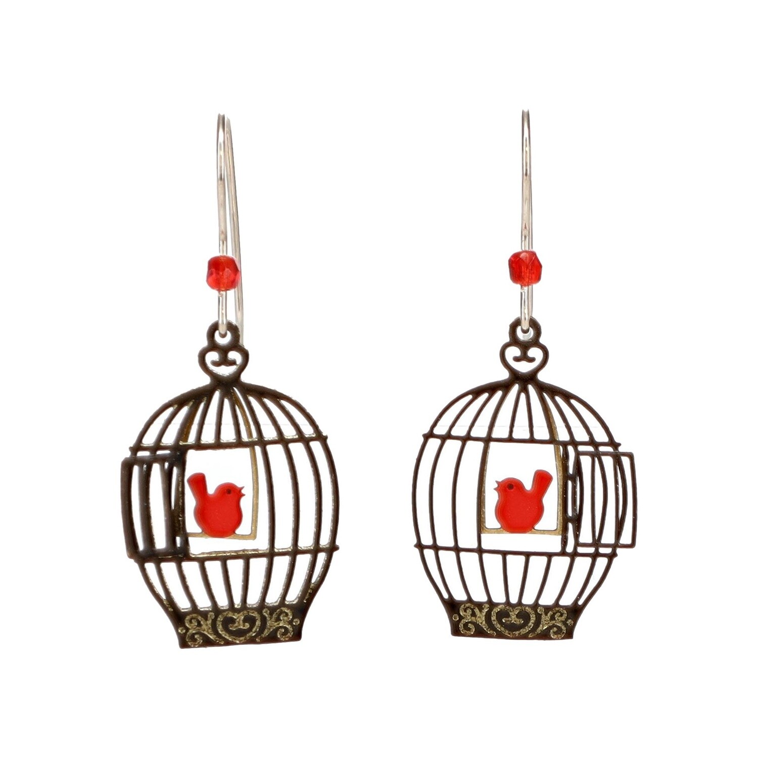 Open Bird Cage w/ Red Birds