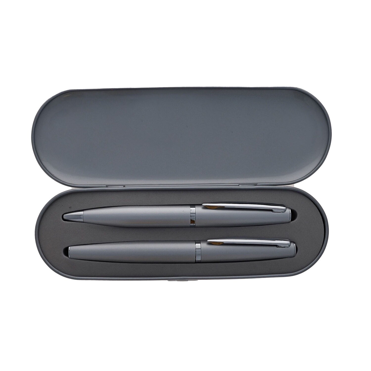 Pen Tin Box Set with State Seal in Satin Chrome