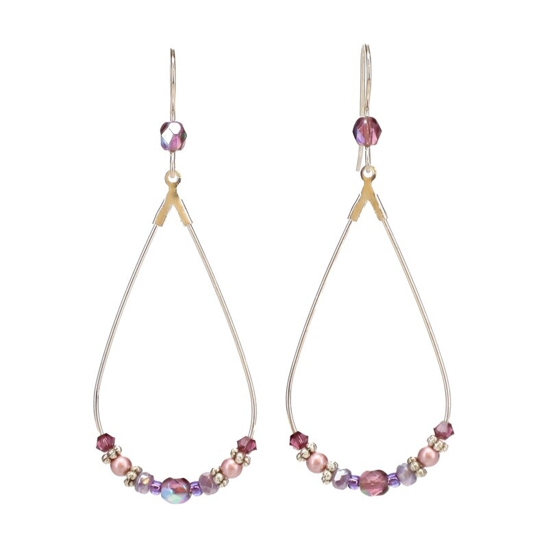 Teardrop Earring with Purple Beads