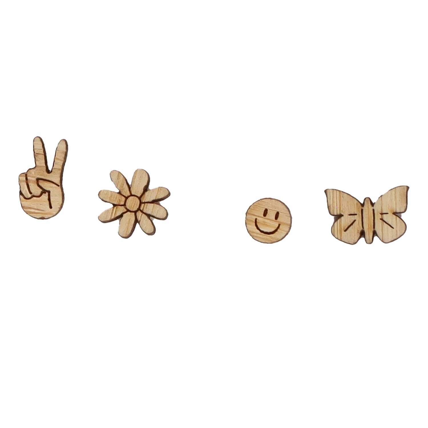 4 earring pack - Peace, Daisy, Smile and Butterfly
