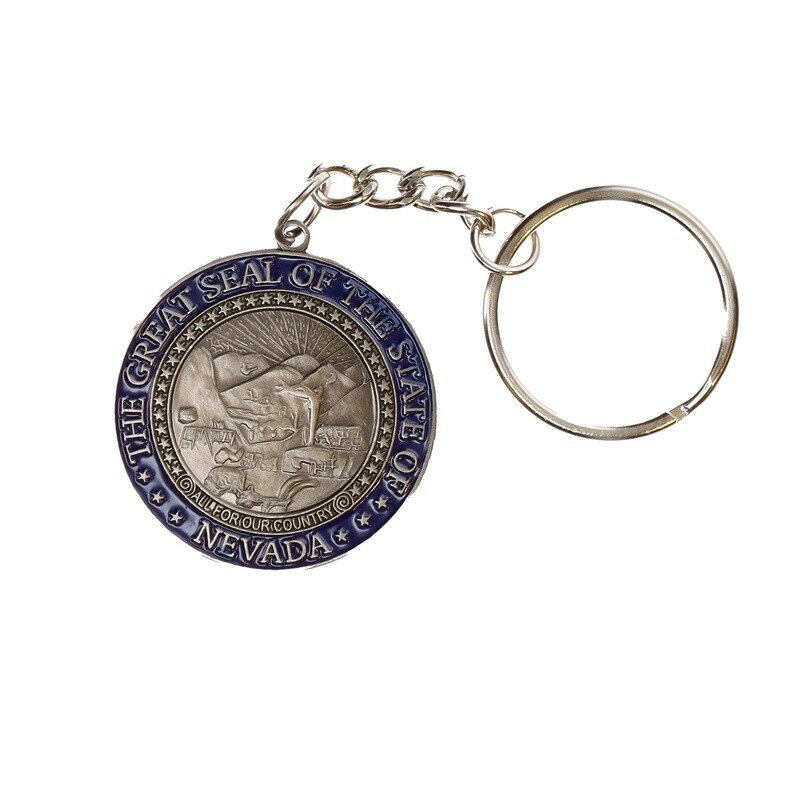 Nevada Seal Large Keychain, Steel w/ Blue Trim