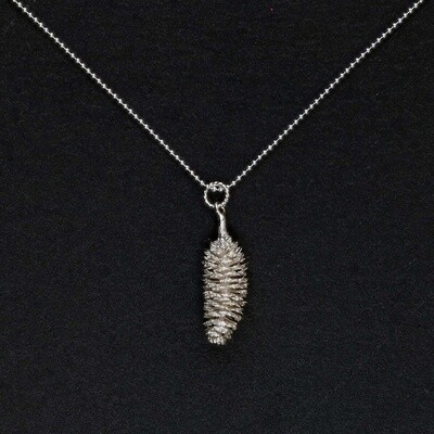 Large Silver Pinecone Necklace