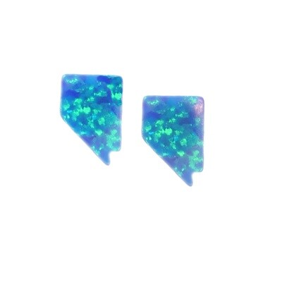 Nevada Shaped Fire Opal Stud Earrings in Blue