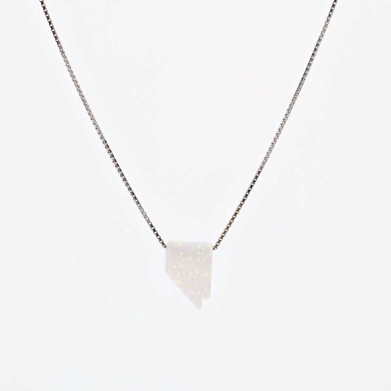 Nevada Shaped White Fire Opal Necklace
