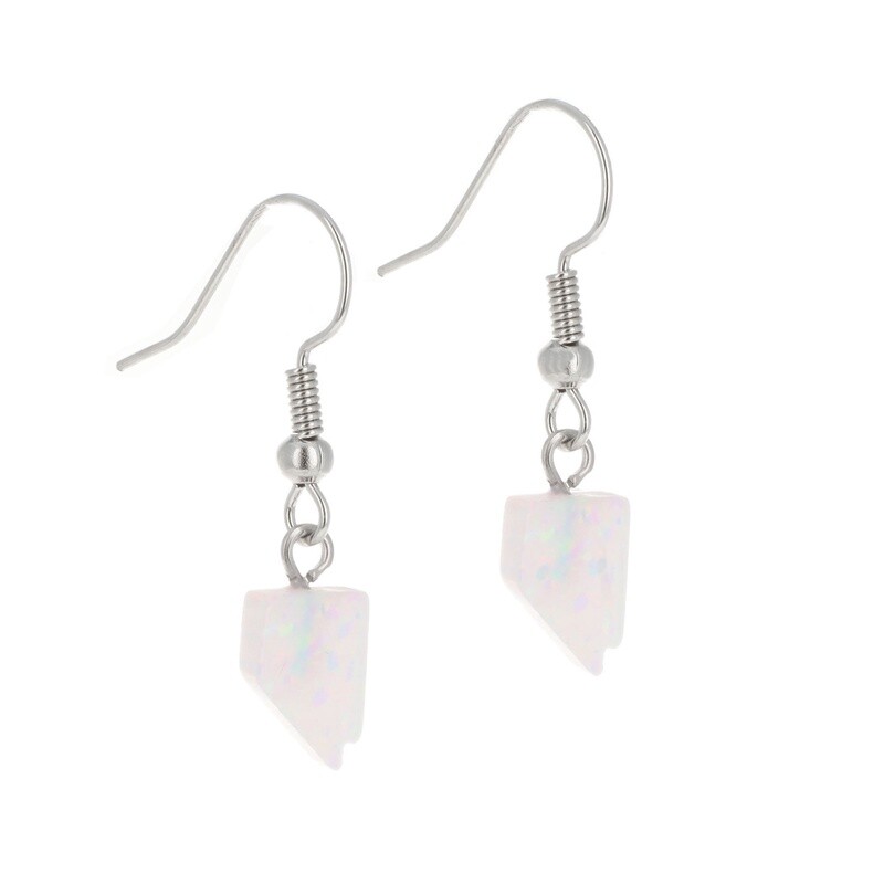 Nevada White Fire Opal Dangle Earrings