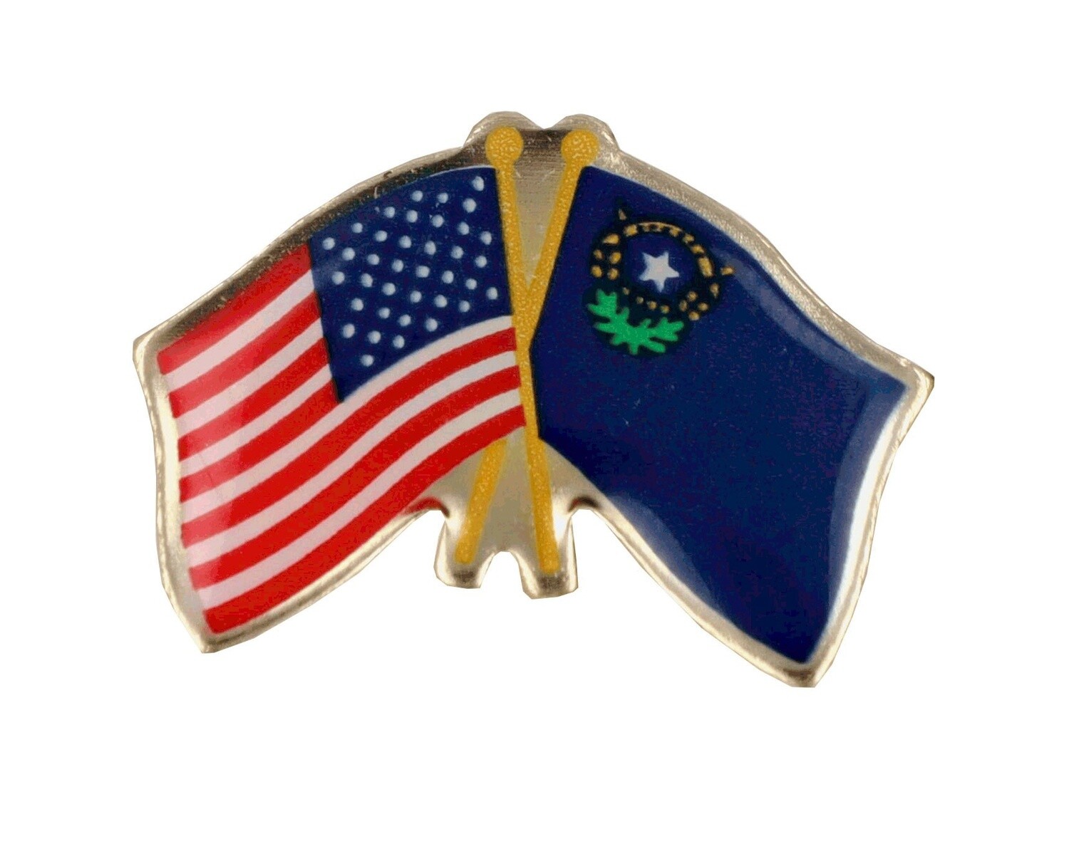US and NV Crossed Flags Lapel Pin
