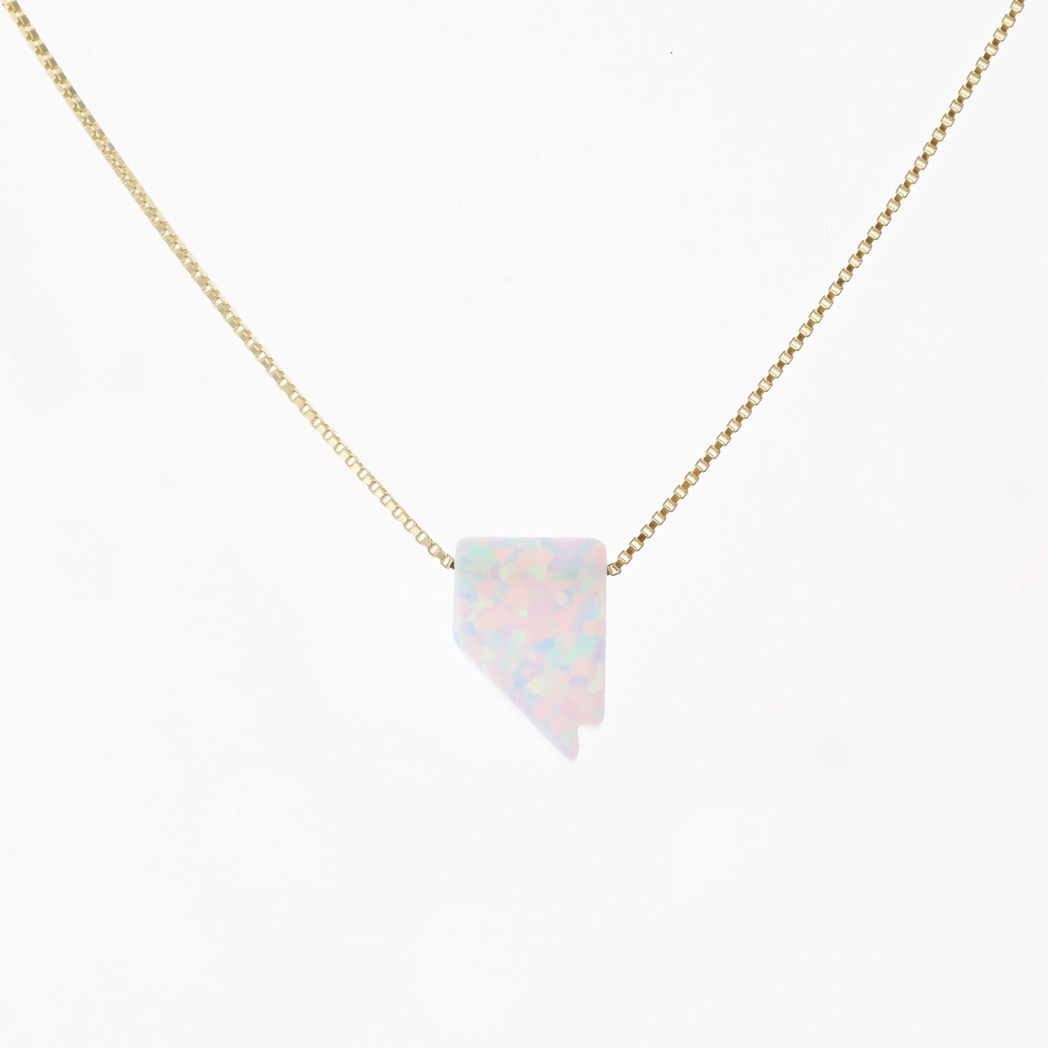White Nevada Fire Opal on Gold Chain