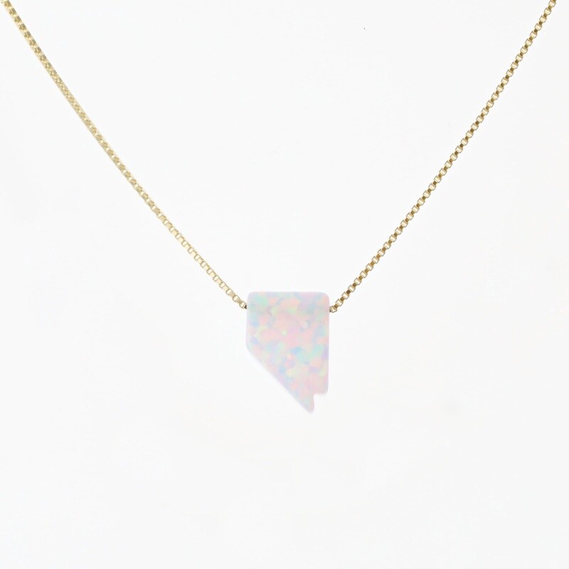 White Nevada Fire Opal on Gold Chain