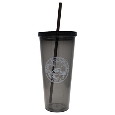 State Seal Tumbler with Straw - Gray