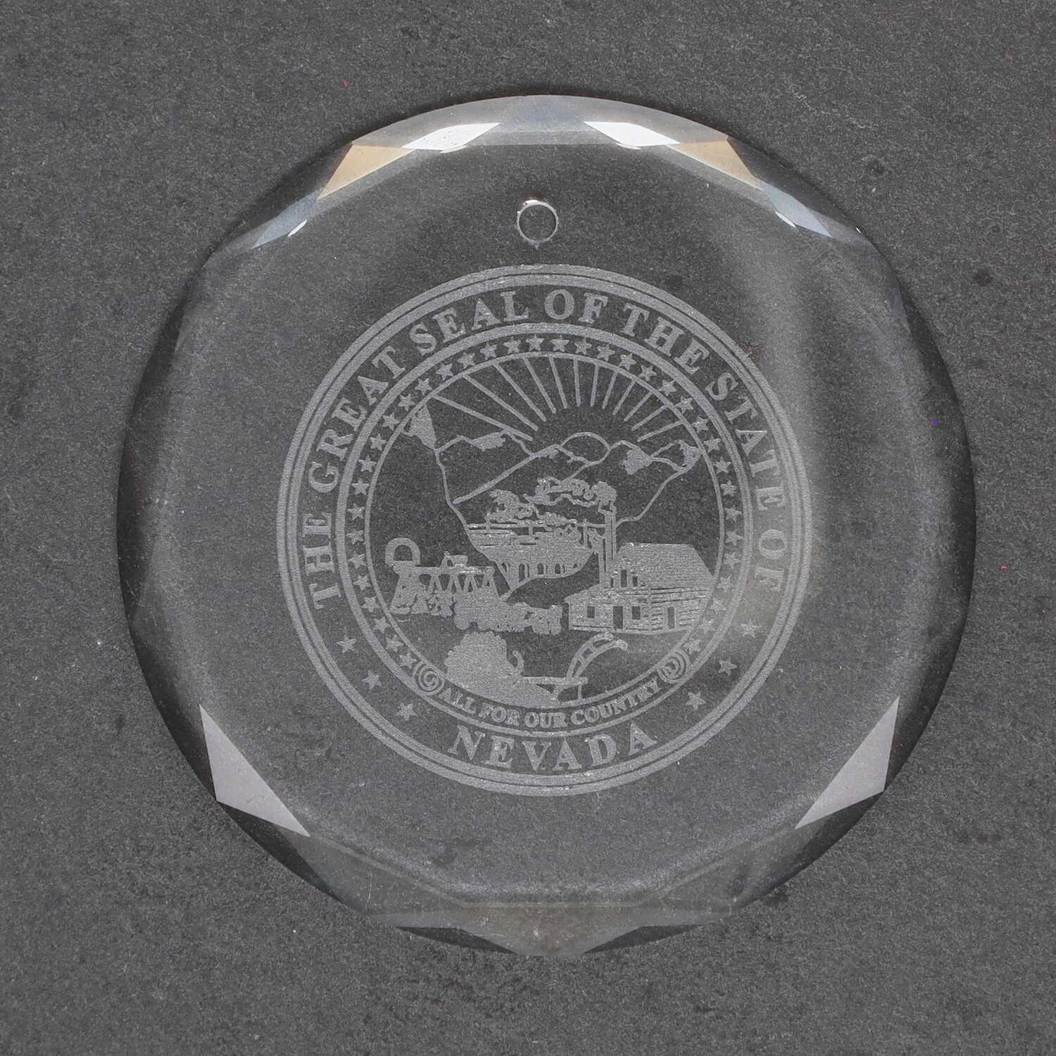 Nevada State Seal Crystal Ornament 3&quot;