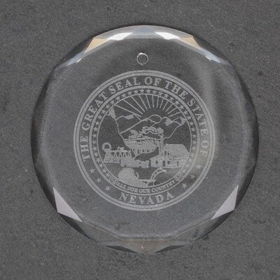 Nevada State Seal Crystal Ornament 3"