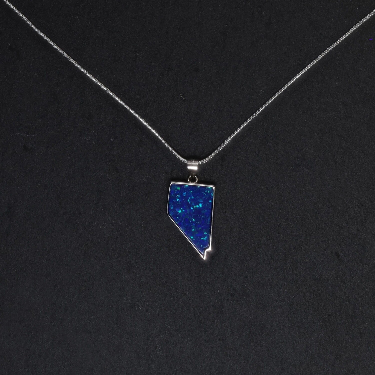 Dark Blue Fire Opal Nevada Necklace, Large