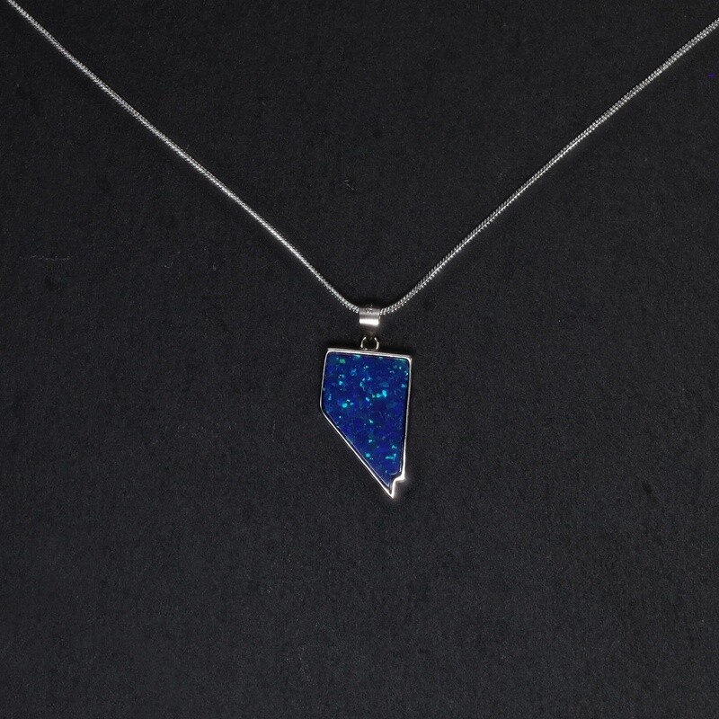 Dark Blue Fire Opal Nevada Necklace, Large