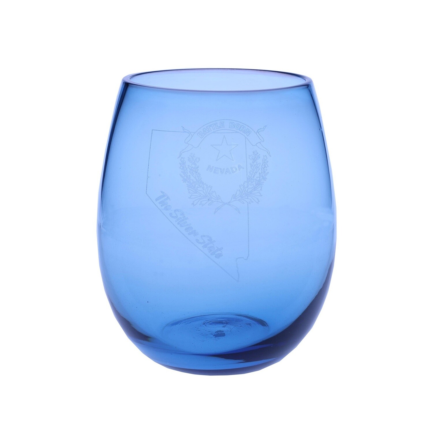Blue Stemless Wine Glass