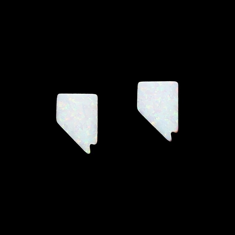 Nevada Shaped White Fire Opal Stud Earrings