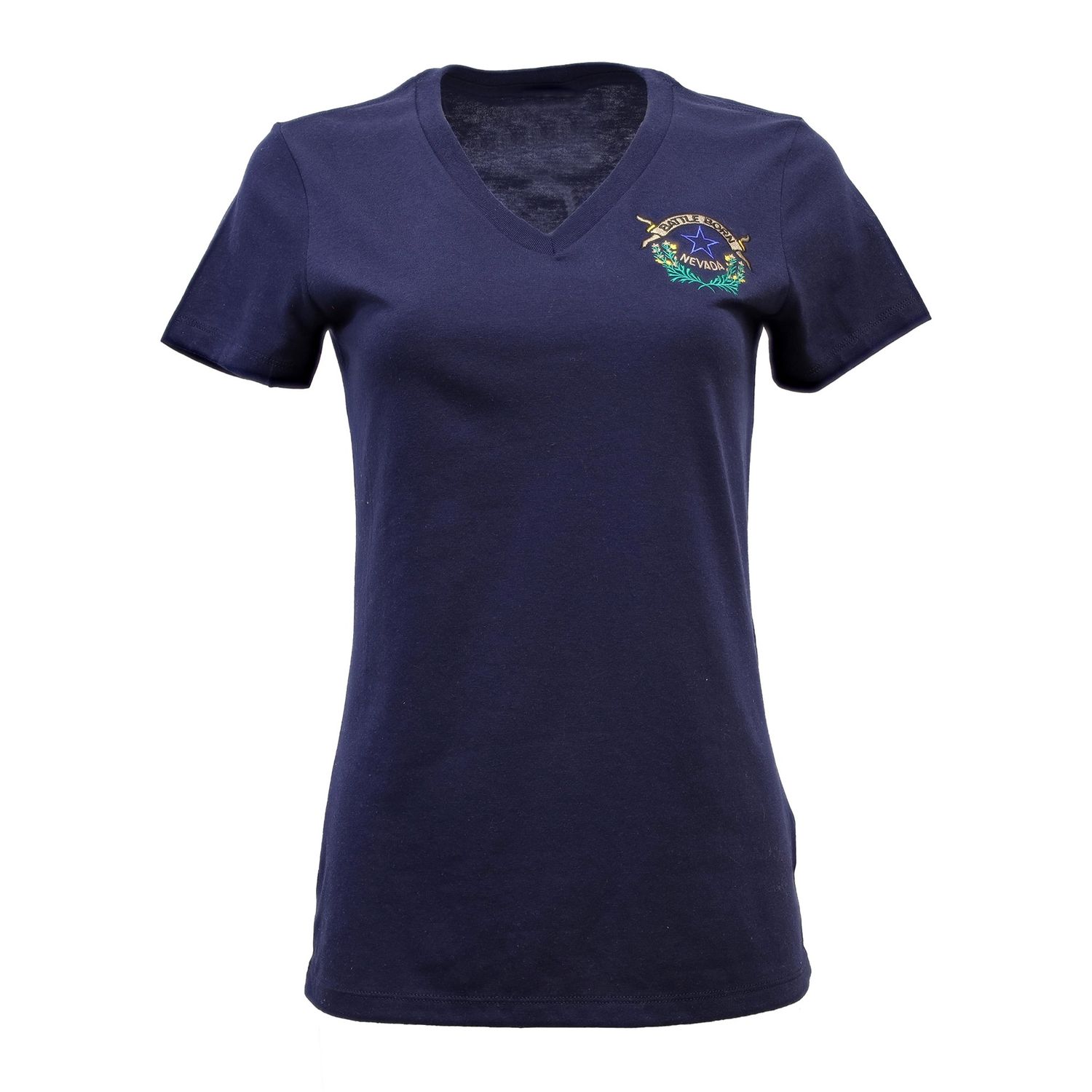 Battle Born V-Neck Tee in Night Sky Navy