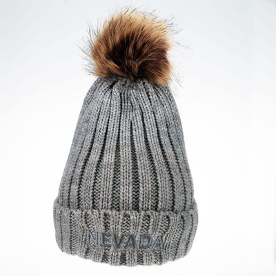 Cable Knit Beanie with Removable Pom,