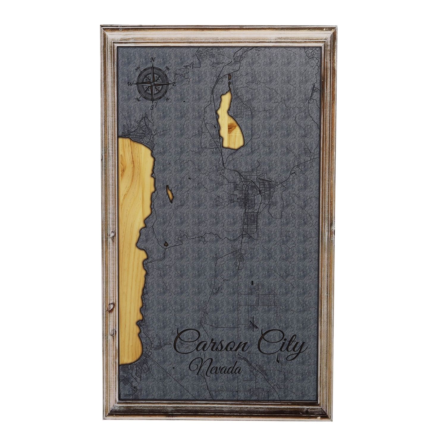 Carson City Map with Elevated Print