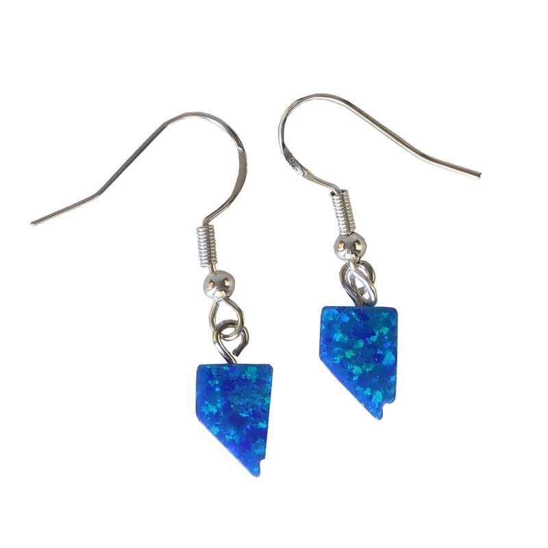 Nevada Shaped Dangle Blue Fire Opal Earrings