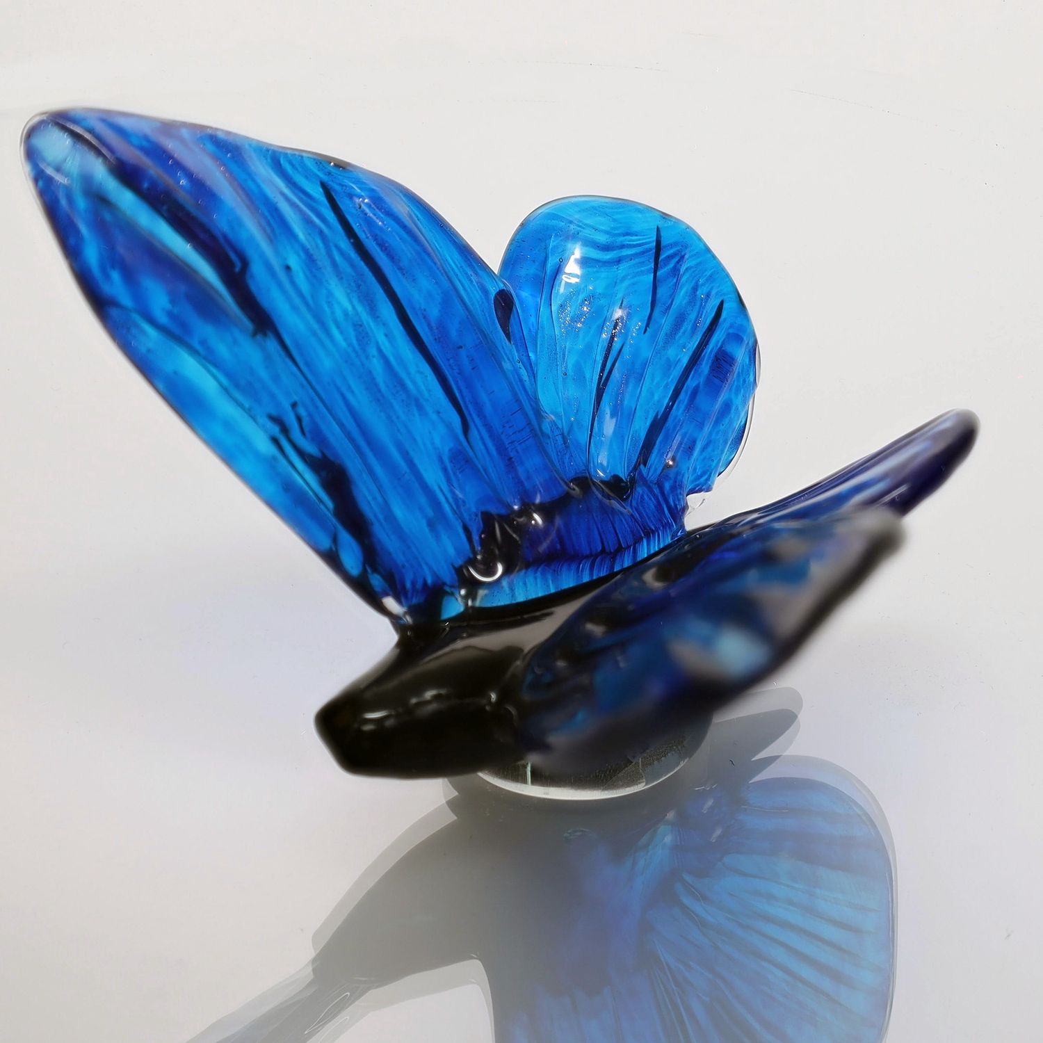 Glass Butterfly, 6&quot; Blue &amp; Silver